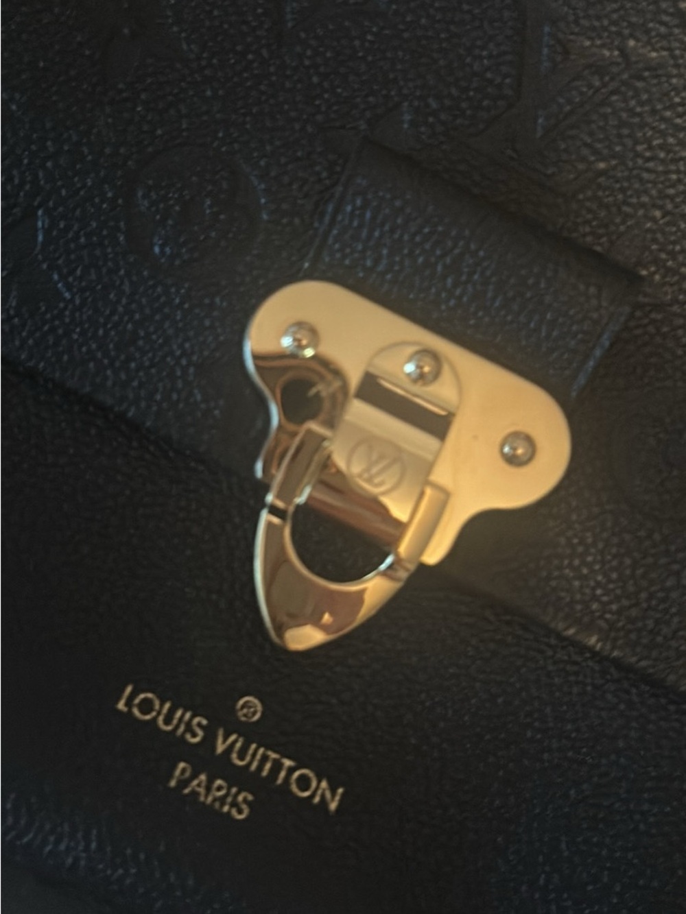Louis Vuitton Black Leather Briefcase with Gold Hardware Lock